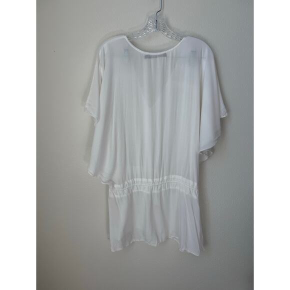 Vix Paula Hermanny Women’s Pleated Swimsuit Coverup in White Size Large - Picture 3 of 7